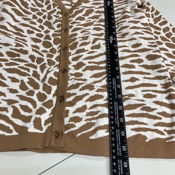 DIALOGUE,‎ Animal Print,Women’s Cardigan,Tan&White - Picture 3 of 9